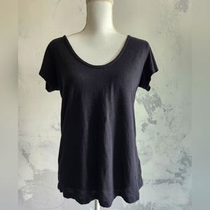 James Perse Deep Scoop Neck Black Casual Tee T-shirt Size 2 Medium